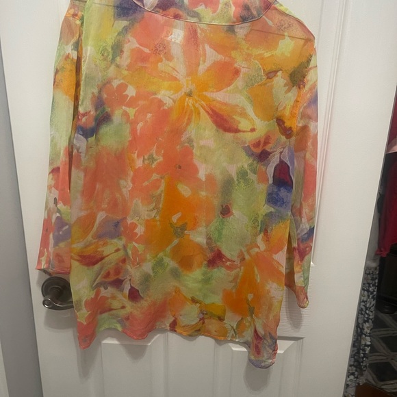 Kim Rogers Orange and Yellow Tunic Blouse with 3/4 Sleeves - Picture 5 of 9